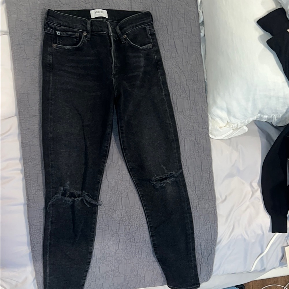 AGOLDE Black Distressed Women's Jeans